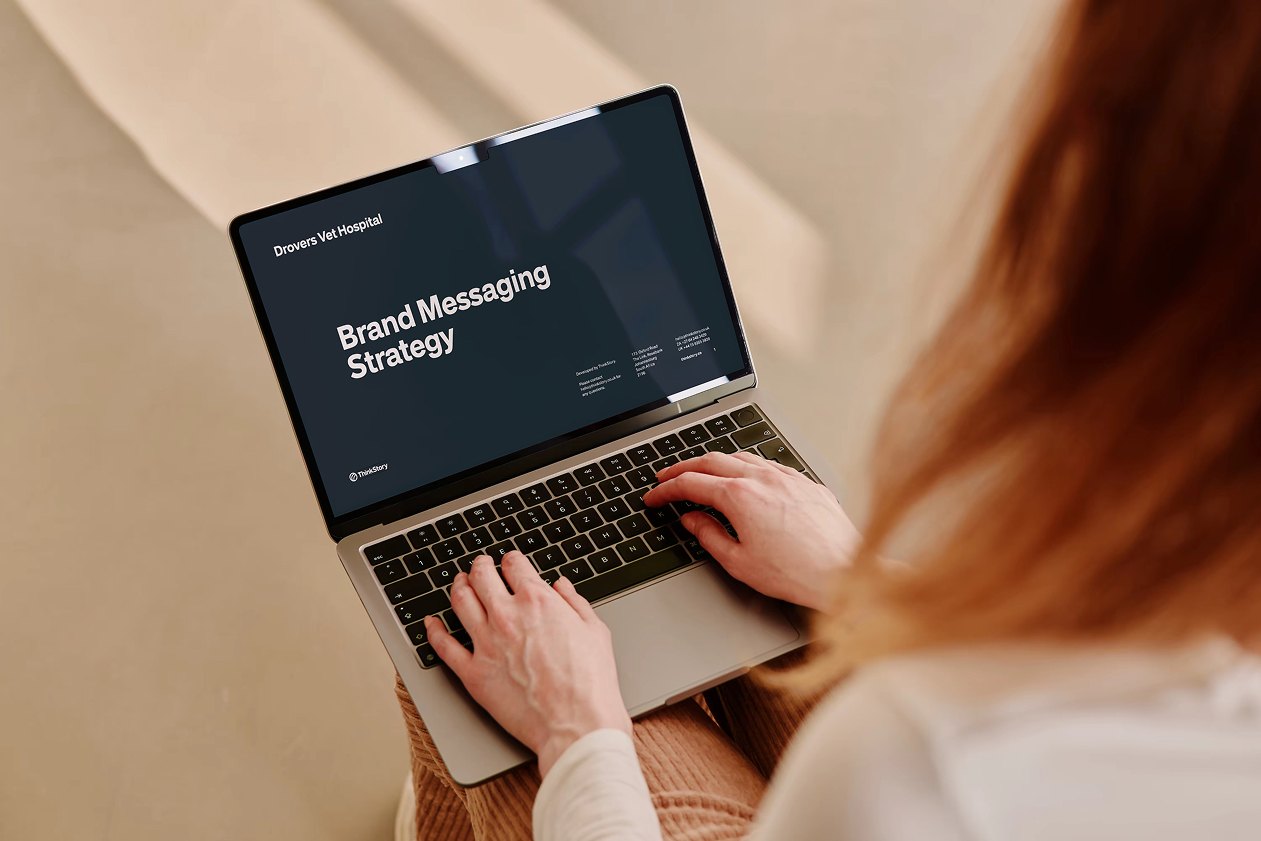 A brand messaging strategy open on a laptop